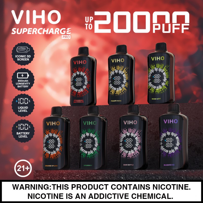 VIHO SUPERCHARGE PRO 5% DISPOSABLE 20000 PUFFS BOX OF 5