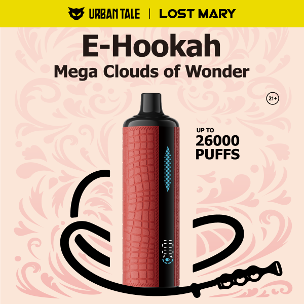 LOST MARY X URBAN TALE 6MG E-HOOKAH DTL DISPOSABLE 26000 PUFFS BOX OF 5