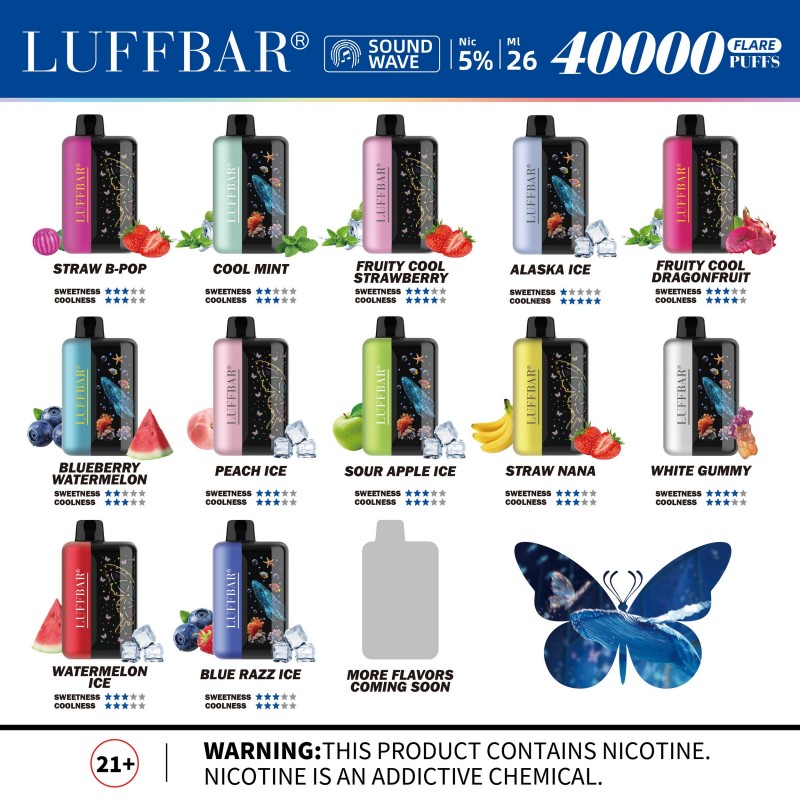 LUFFBAR FLARE 5% DISPOSABLE 40000 PUFFS BOX OF 5