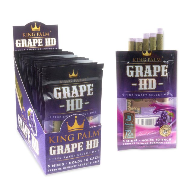 KING PALM LEAF TUBES MINI ROLLS GRAPE HD 5CT BOX OF 15