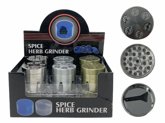 LION SMOKE SPICE HERB 3 PARTS GRINDER ZNG327 BOX OF 12