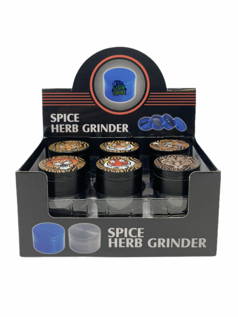 LION SMOKE SPICE HERB 4 PARTS GRINDER ZNG303-40MM BOX OF 12