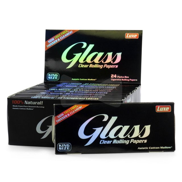 LUXE GLASS 1.25 CLEAR ROLLING PAPERS BOX OF 24