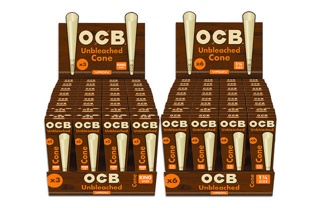 OCB VIRGIN 1.25 UNBLEACHED CONE 6CT BOX OF 32