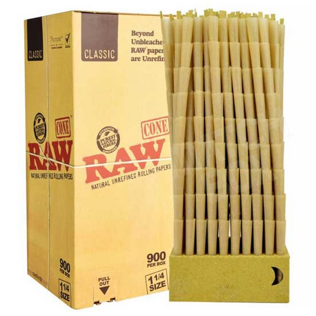 RAW 1 1/4 CLASSIC BULK CONES 900 PER BOX