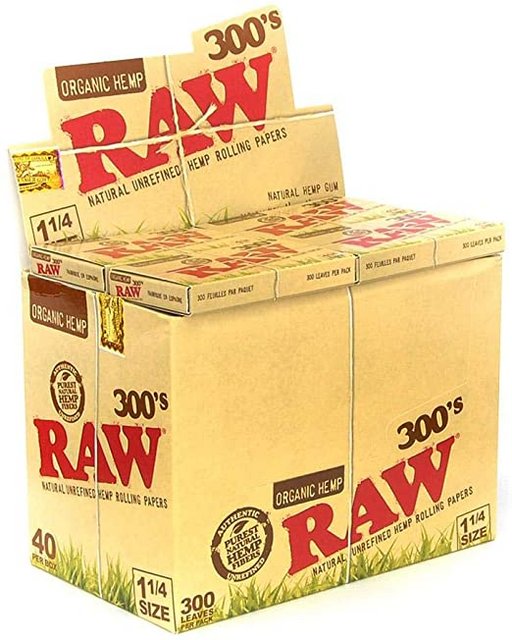 RAW 1 1/4 ORGANIC ROLLING PAPERS 300CT BOX OF 40