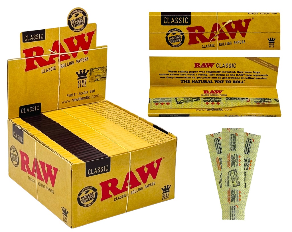 RAW CLASSIC KING SIZE ROLLING PAPER 33CT BOX OF 50