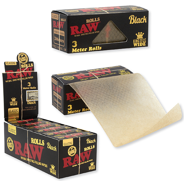 RAW CLASSIC KING SIZE WIDE 3 METER ROLLS BOX OF 12