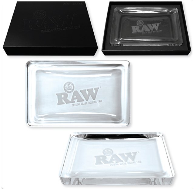 RAW CRYSTAL GLASS ROLLING TRAY