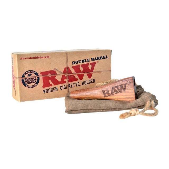 RAW DOUBLE BARREL WOODEN CIGARETTE HOLDER KINGSIZE