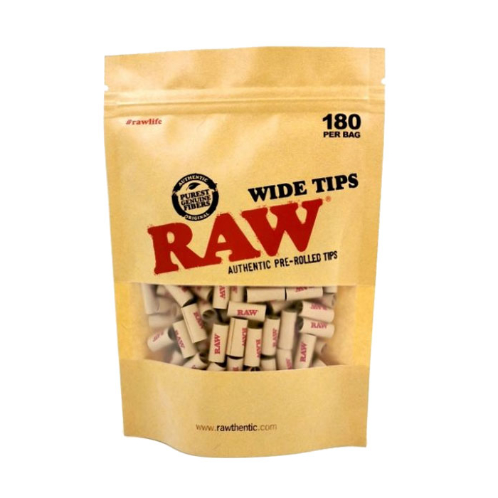 RAW PRE-ROLLED TIPS WIDE 180 PER BAG