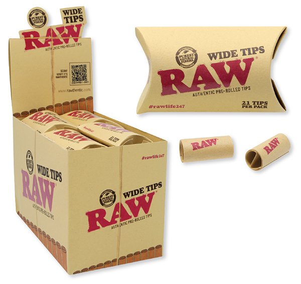 RAW WIDE HERBAL PRE-ROLLED TIPS BOX OF 20