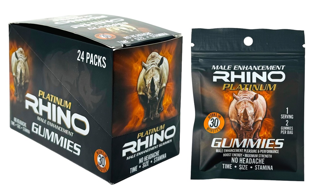 RHINO PLATINUM MALE ENHANCEMENT GUMMIES 2CT BOX OF 24