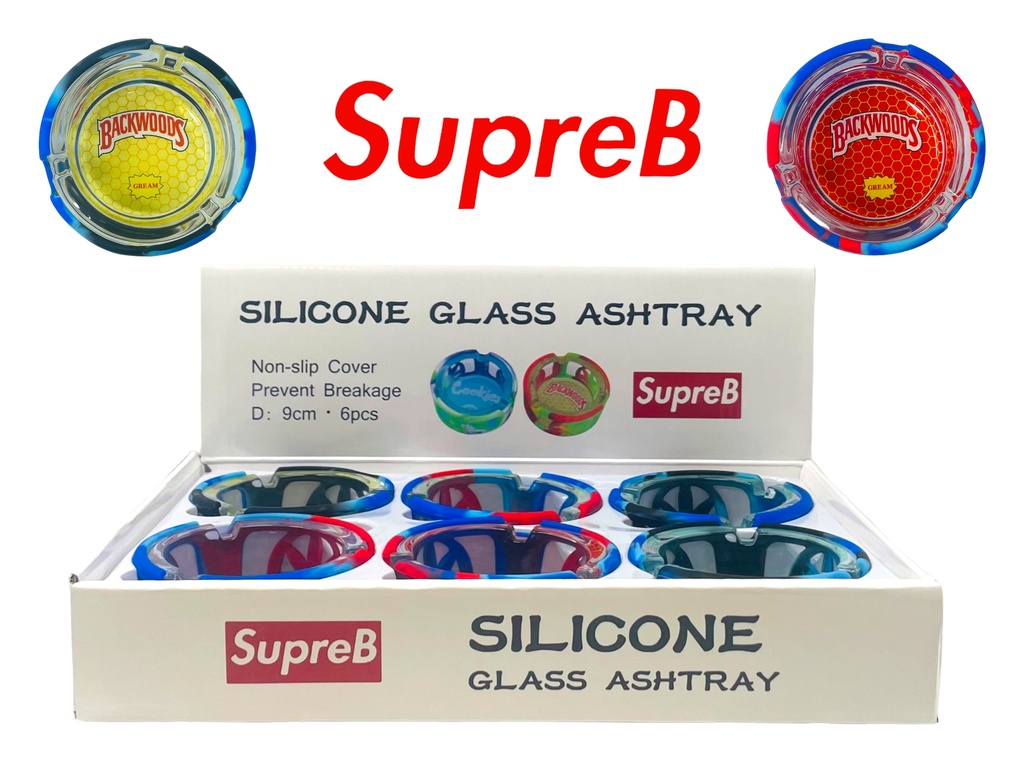 SUPREB SILICONE GLASS ASHTRAY 6CT