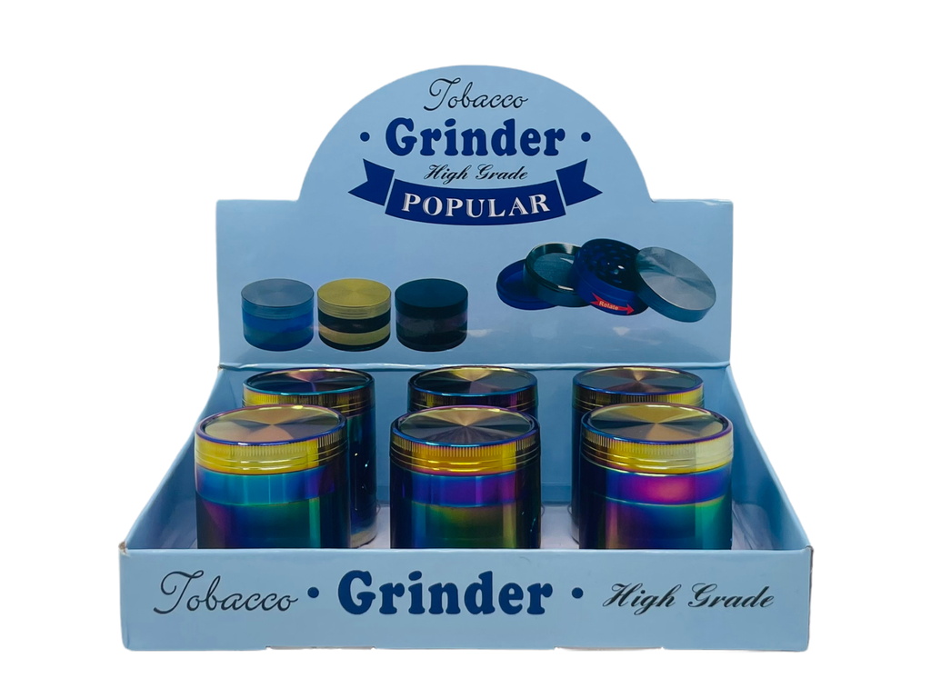 TOBACCO GRINDER 4 PARTS PLAIN RAINBOW #TG4-52ARC-BOX BOX OF 6