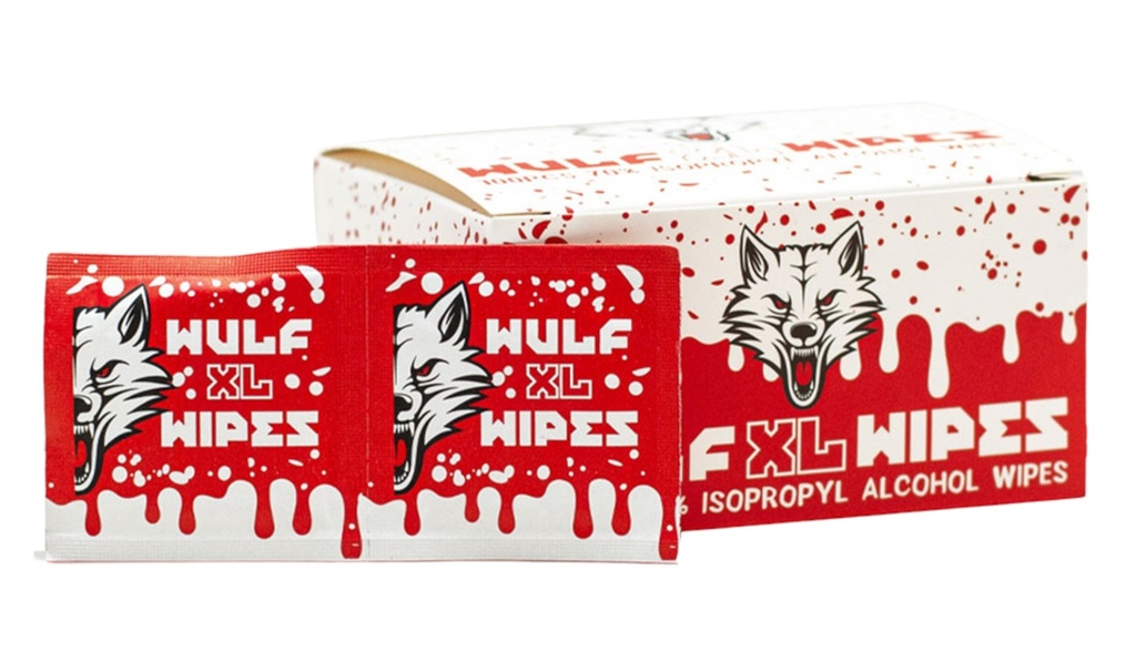 WULF XL ALCOHOL CLEANING WIPES BOX OF 100