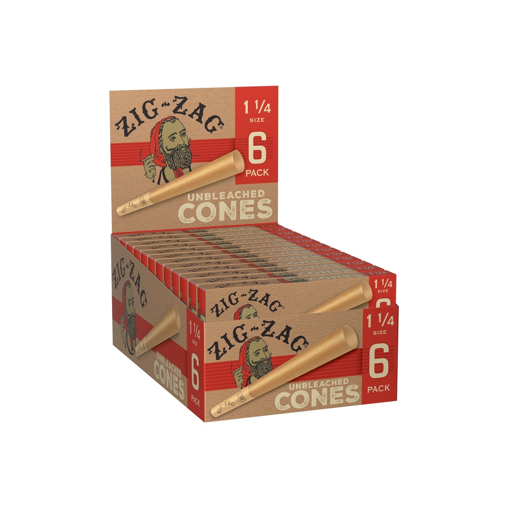 ZIG ZAG 1.25 UNBLEACHED CONES 6CT BOX OF 24