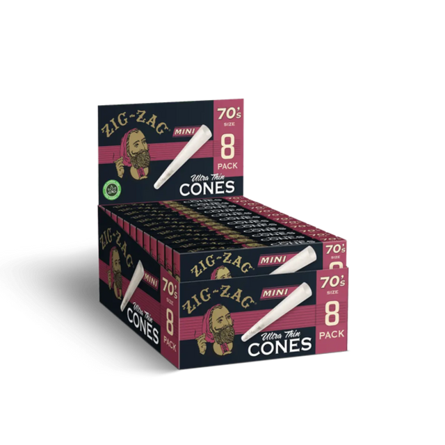 ZIG ZAG 70'S MINI ULTRA THIN CONES 8CT BOX OF 18