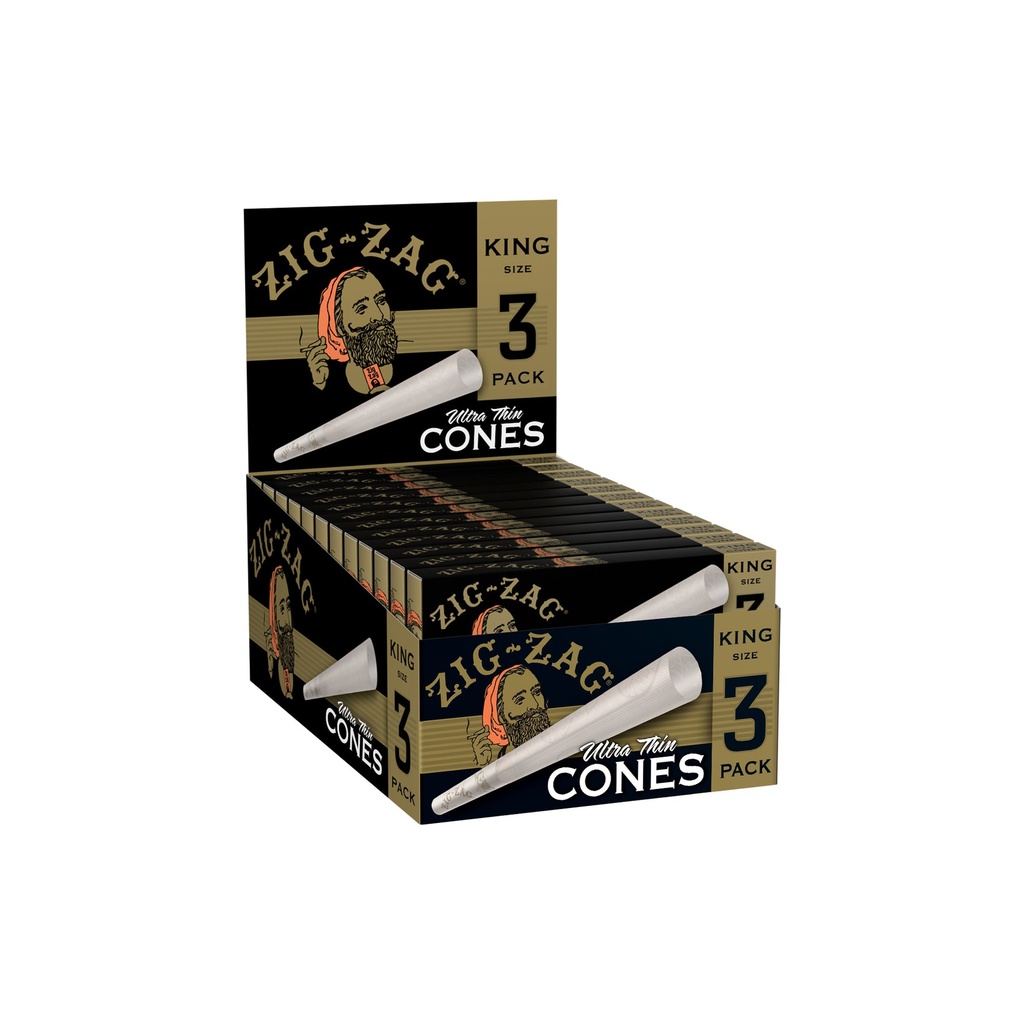 ZIG ZAG KINGSIZE ULTRA THIN CONES 3CT BOX OF 24