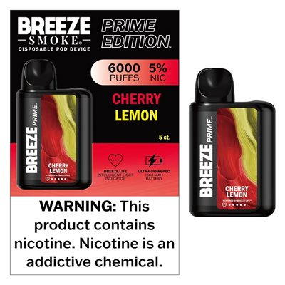 BREEZE SMOKE PRIME EDITION 5% DISPOSABLE 6000 PUFFS BOX OF 5