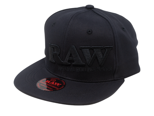 RAW BLACK ON BLACK FLAT BRIM FLEX FIT HAT