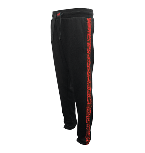 RAW BLACK SWEATPANTS WITH RED SIDE LOGO #22131