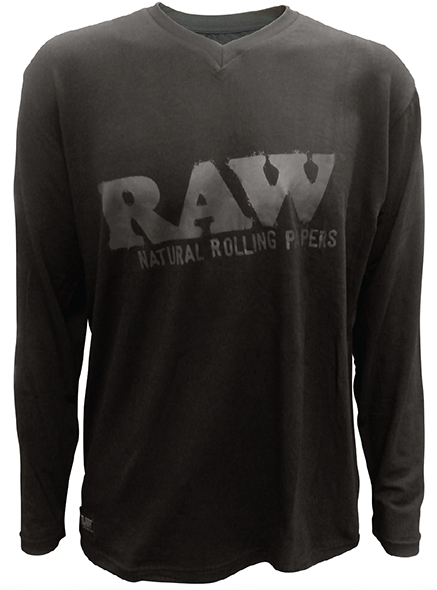 RAW BLACK V NECK LONG SLEEVE SHIRT #22125