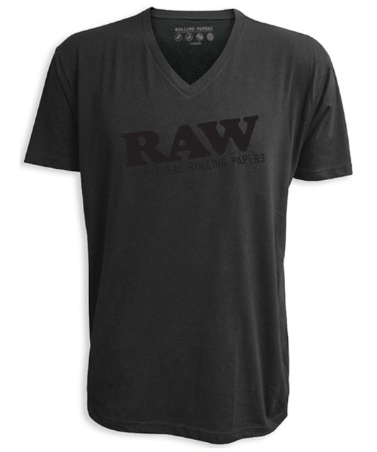 RAW BLACK V NECK SHORT SLEEVE SHIRT