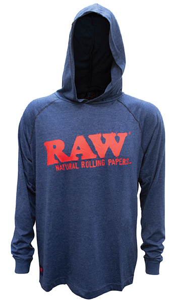 RAW BLUE LIGHTWEIGHT HOODIE WITH RED LOGO #22070E