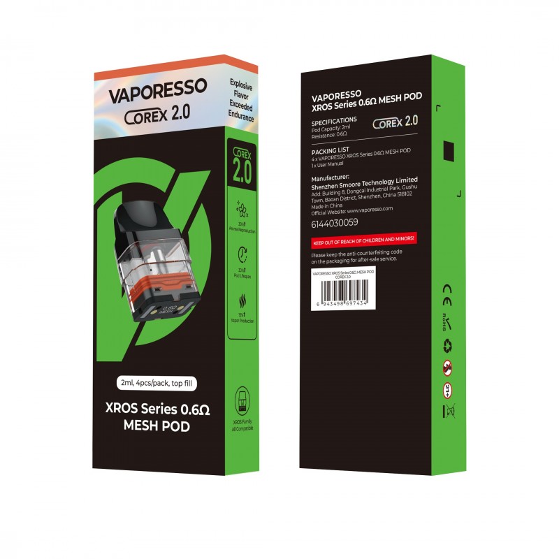 VAPORESSO COREX 2.0 XROS SERIES PODS TOP FILL 4CT