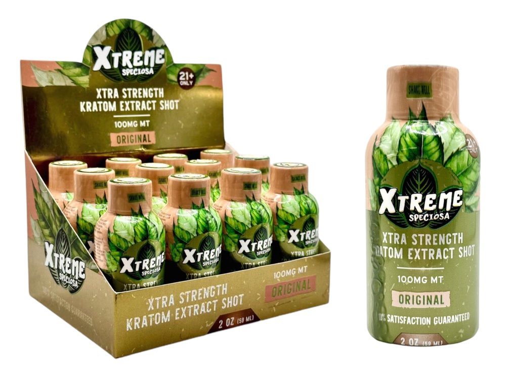 XTREME SPECIOSA XTRA STRENGTH 100MG KRATOM EXTRACT SHOT 2OZ BOX OF 12