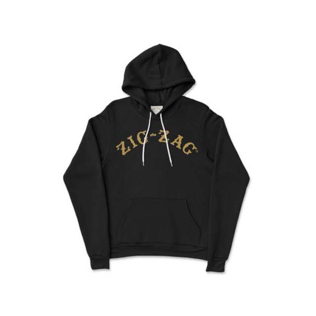 ZIG ZAG BLACK WITH GOLD LOGO HOODIE