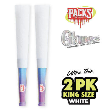 GLONES X PACKS KING SIZE GLASS TIP PRE-ROLLED CONES 2CT BOX OF 12