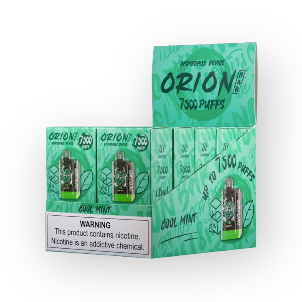 ORION BAR 5% DISPOSABLE 7500 PUFFS BOX OF 10