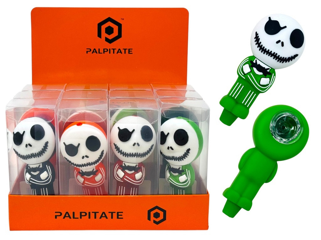 PALPITATE SKULL DESIGN SILICONE PIPES #PI-042 BOX OF 12