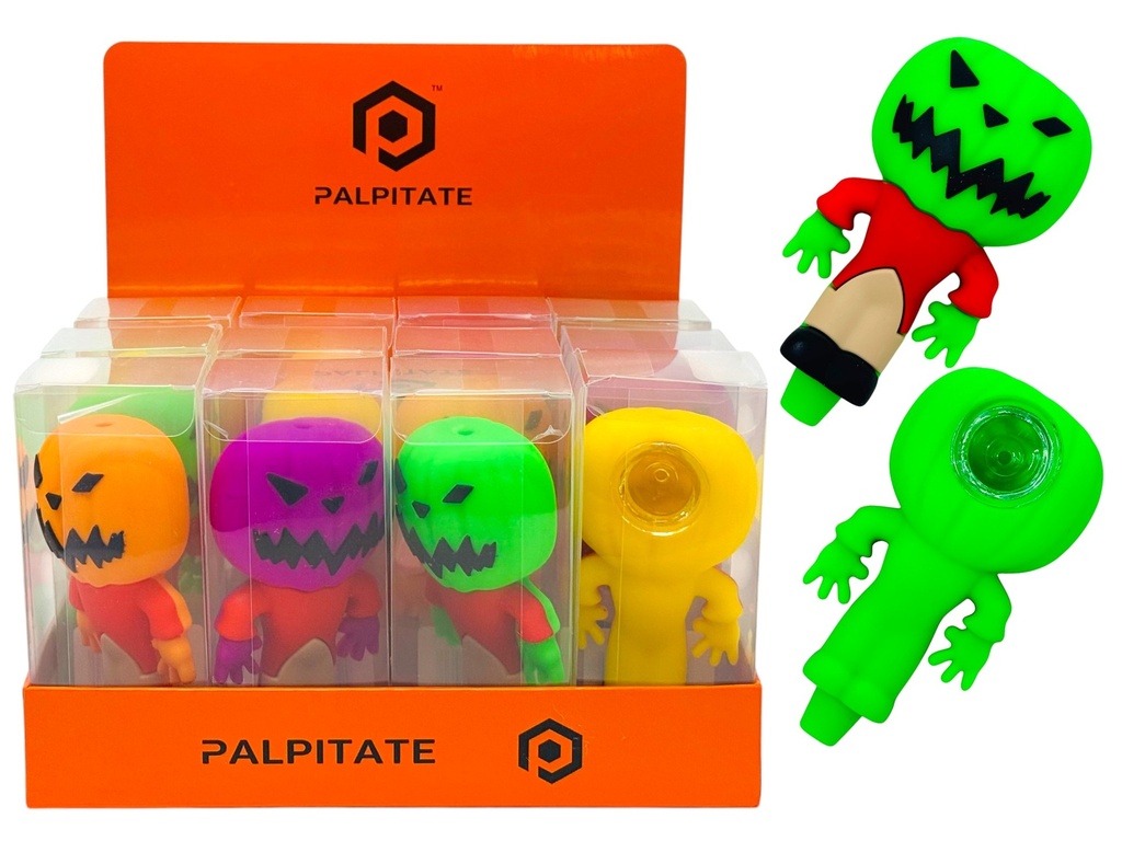 PALPITATE PUMPKIN DESIGN SILICONE PIPES #PI-043 BOX OF 12