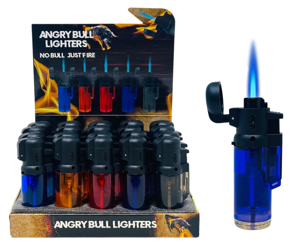 ANGRY BULL MINI TOP HAT STRAIGHT TORCH LIGHTERS BOX OF 20