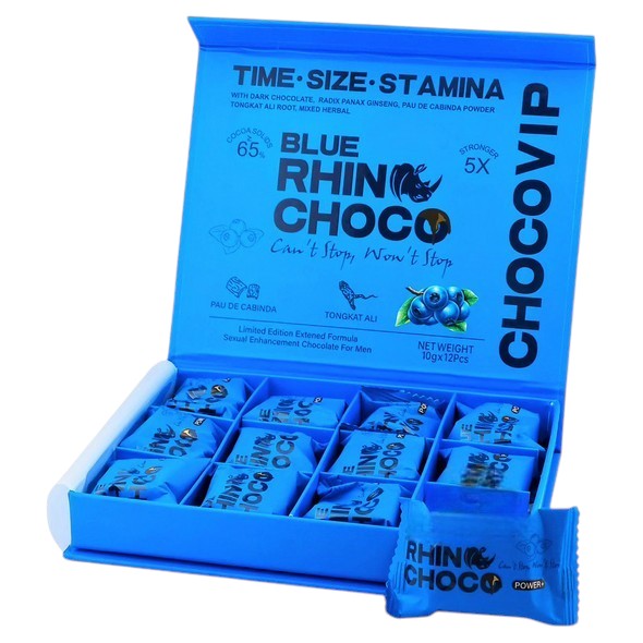 BLUE RHINO CHOCO VIP SEXUAL ENHANCEMENT CHOCOLATE BLUEBERRY 10G BOX OF 12