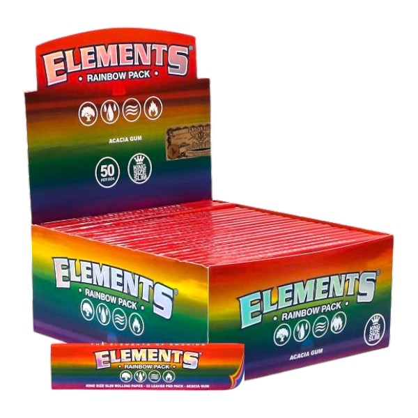 ELEMENTS RAINBOW KINGSIZE SLIM 32CT BOX OF 50