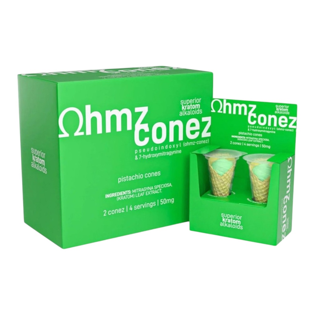 EAT OHMZ 50MG PSEUDO + 7-HYDROXY PISTACHIO CONES 2CT