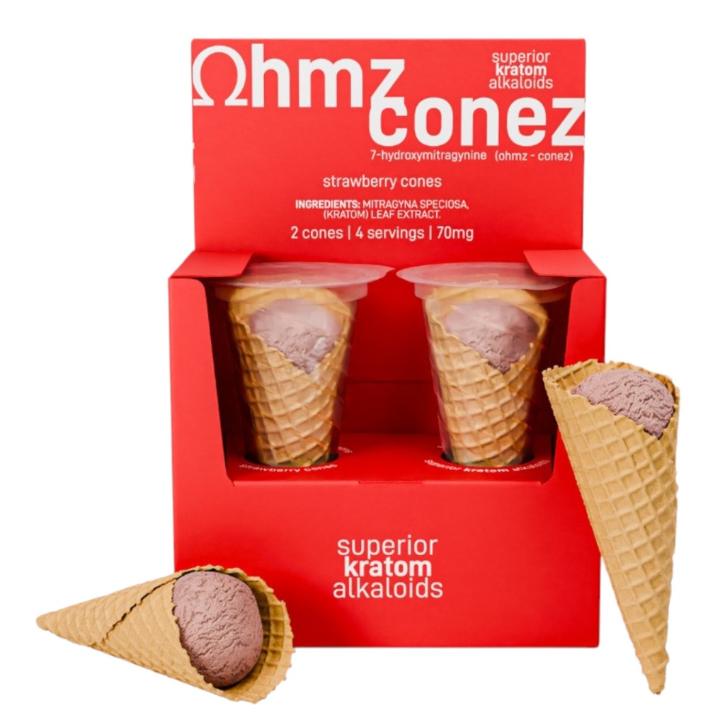 EAT OHMZ 70MG 7-HYDROXY STRAWBERRY CONES 2CT