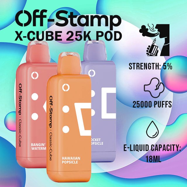 OFF-STAMP CLASSIC CUBE 25K 5% DISPOSABLE POD BOX OF 5