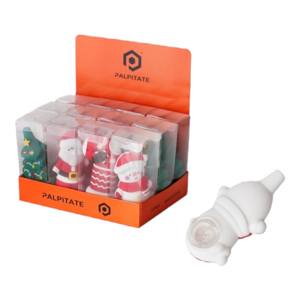 PALPITATE SANTA CLAUS DESIGN SILICONE PIPES #PI-039 BOX OF 12