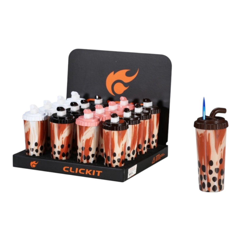 CLICKIT BOBA TEA CUP TORCH LIGHTER #GH-7253 BOX OF 16