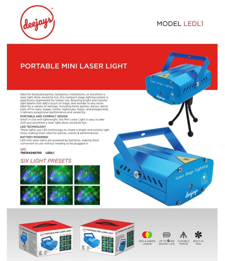 DEEJAYS PORTABLE MINI LASER LIGHT