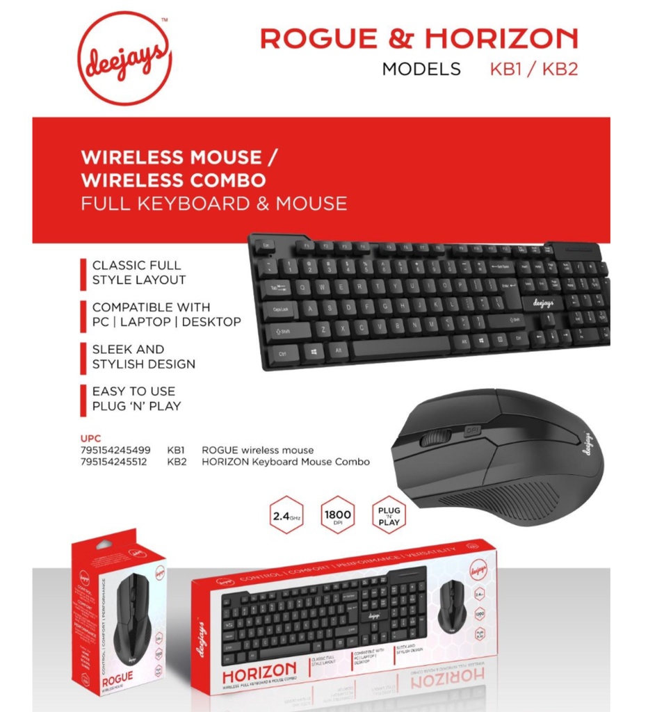 DEEJAYS WIRELESS KEYBOARD & MOUSE COMBO