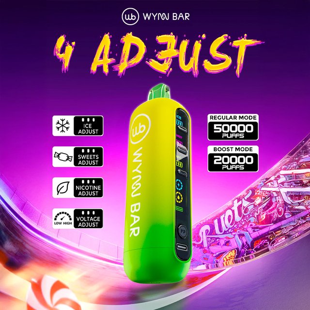 WYNN BAR 4 ADJUST 5% DISPOSABLE 50000 PUFFS BOX OF 5