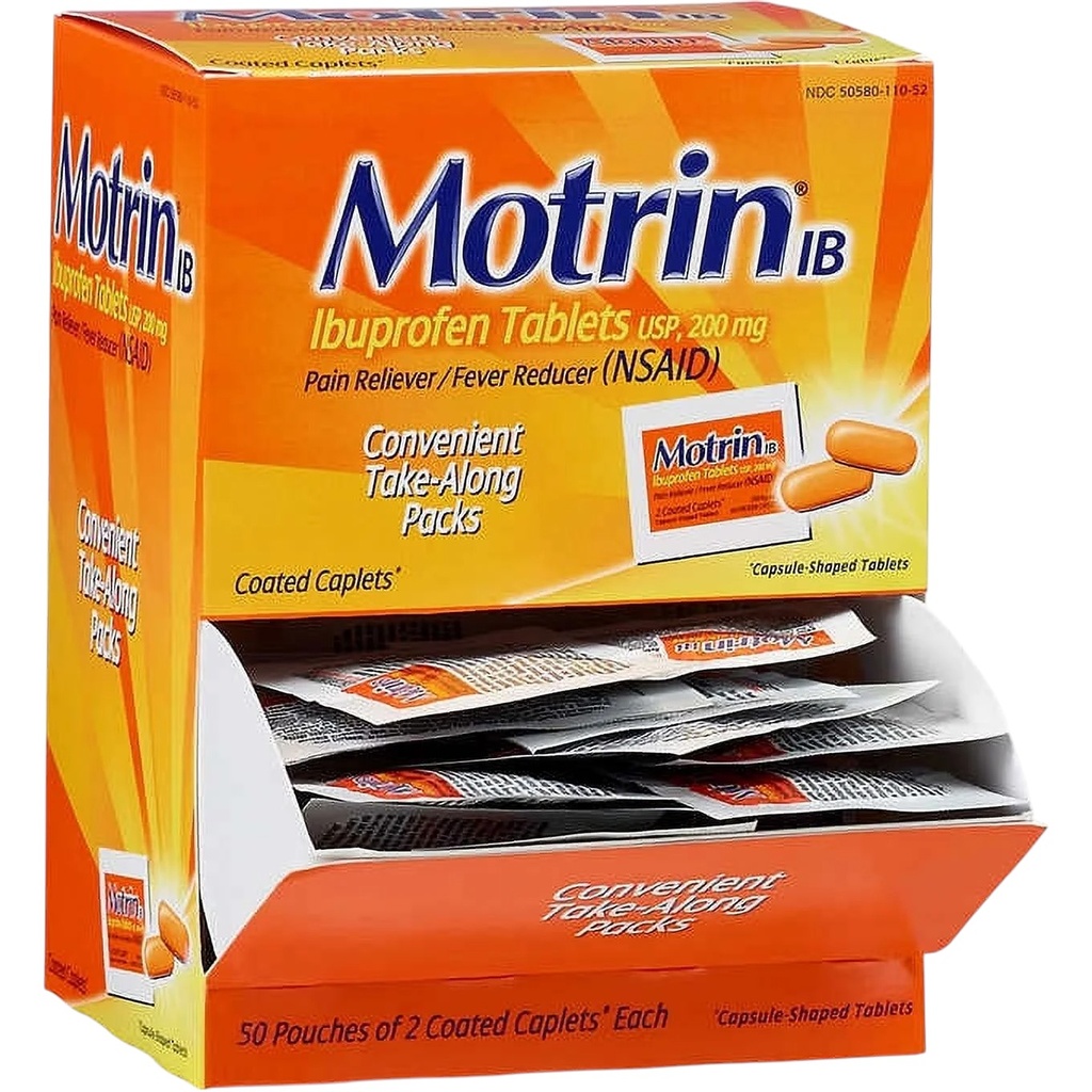 MOTRIN IBUPROFEN TABLETS 2CT BOX OF 50