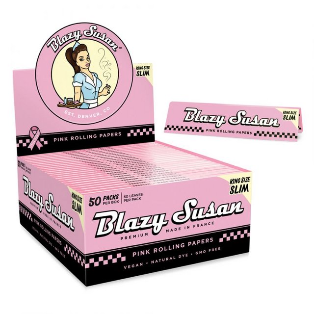 BLAZY SUSAN KING SIZE SLIM PINK ROLLING PAPERS BOX OF 50