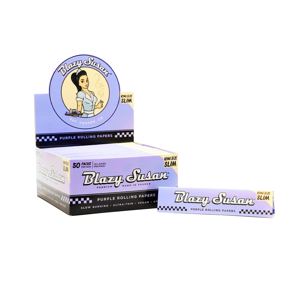 BLAZY SUSAN KING SIZE SLIM PURPLE ROLLING PAPERS BOX OF 50